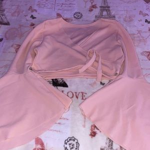 pink bell bottom crop top